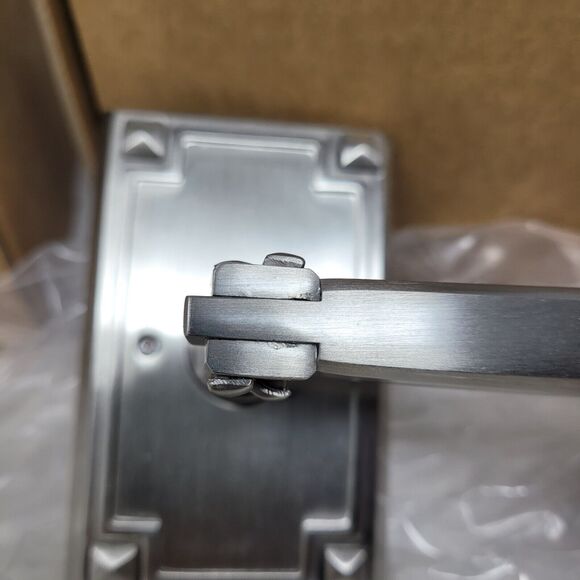 EMTEK Arts Crafts Rectangular Rosette Privacy Lever RH Satin Nickel 3 avail - Picture 4 of 8